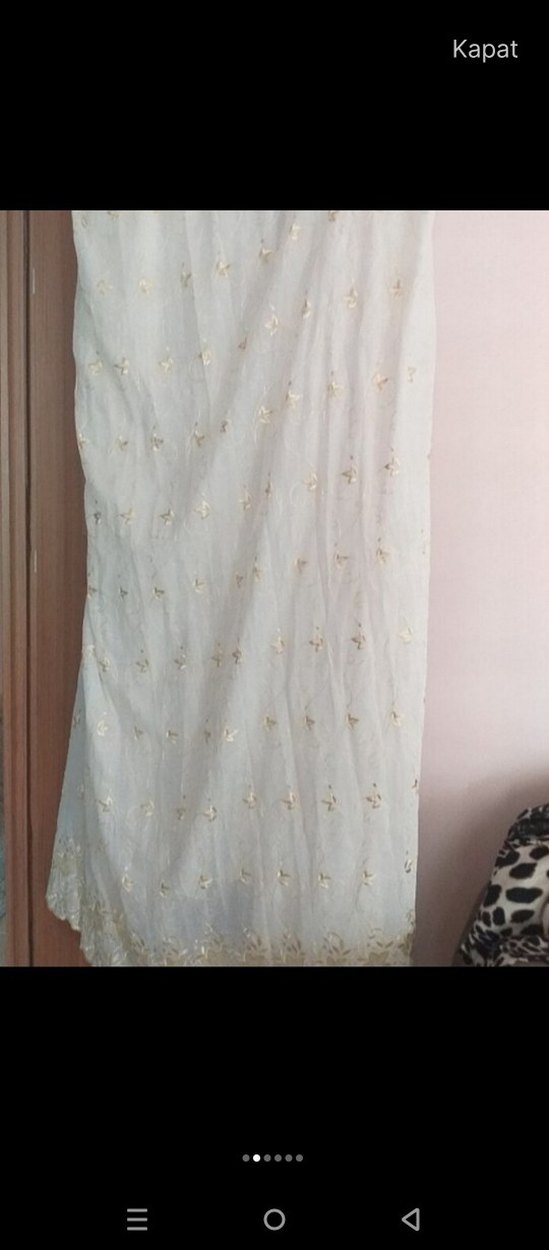 İşlemeli Beyaz Bohem Perde - Görsel 2