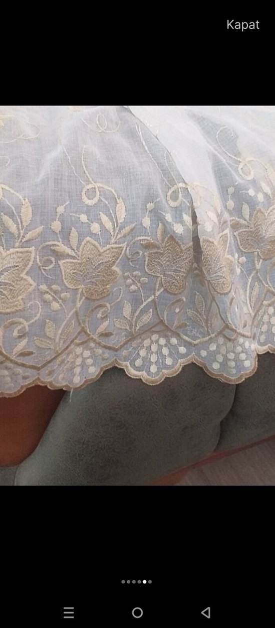 İşlemeli Beyaz Bohem Perde - Görsel 4