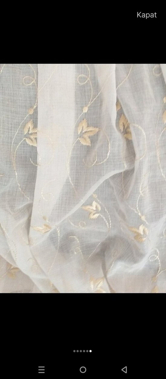 İşlemeli Beyaz Bohem Perde - Görsel 3
