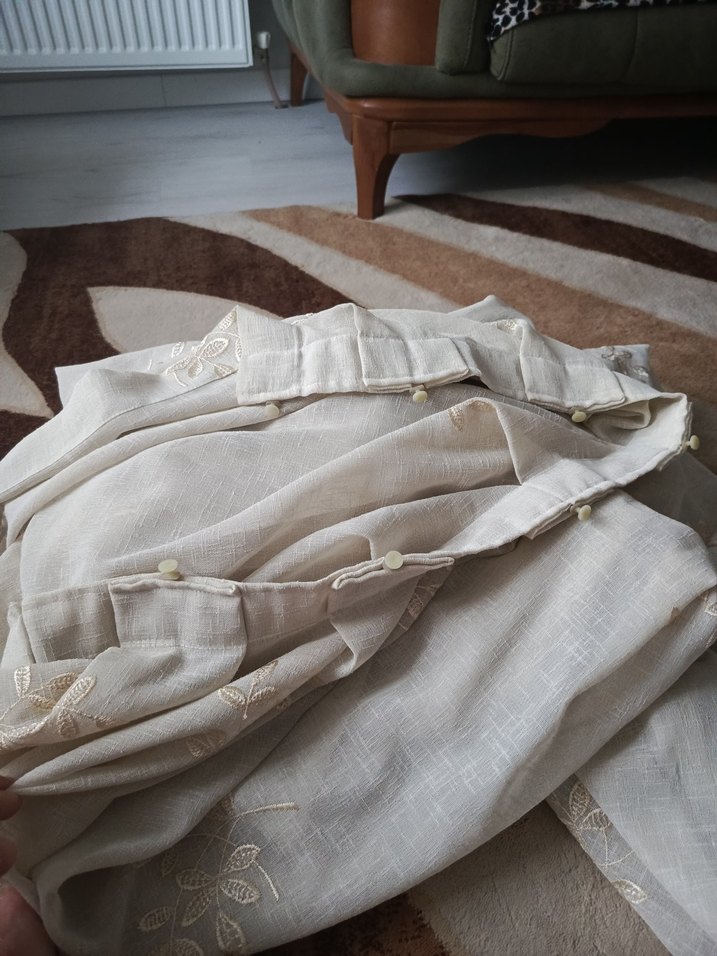 Nakışlı Beyaz Bohem Perde - Görsel 2