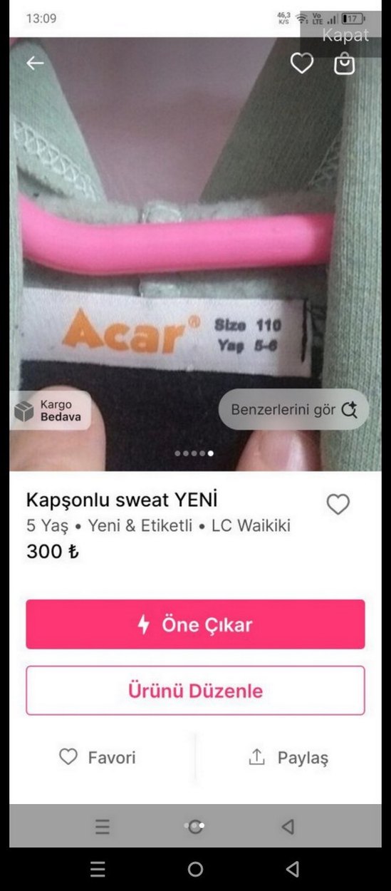Düğmeli Siyah Erkek Sweatshirt - Görsel 3
