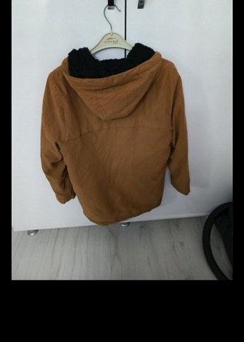 Düğmeli Kahverengi Kapüşonlu Erkek Mont - Görsel 2