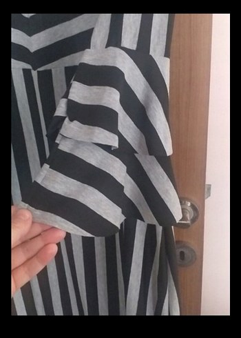 Trendyol & Milla V Yaka Gri Zebra Desenli Uzun Elbise