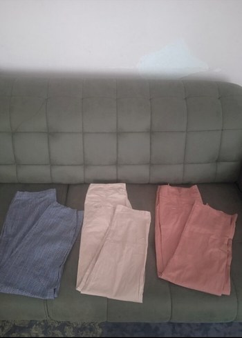 Kadın Renkli Keten Midi Pantolon
