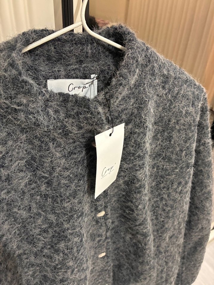 Sıfır. Gri Düğmeli Kadın Yün Ceket - Görsel 2