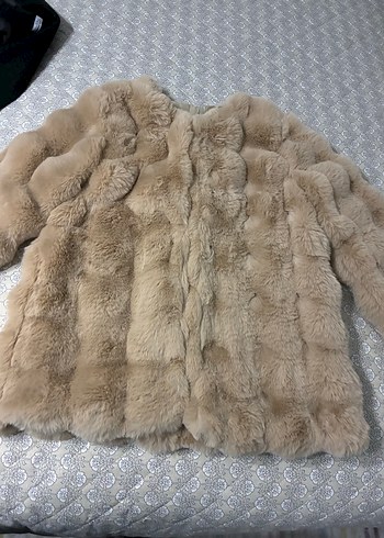 Sıfır. Bej Kadın Uzun Kollu Suni Kürk Ceket - Görsel 3