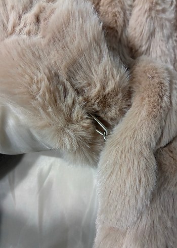 Sıfır. Bej Kadın Uzun Kollu Suni Kürk Ceket - Görsel 5