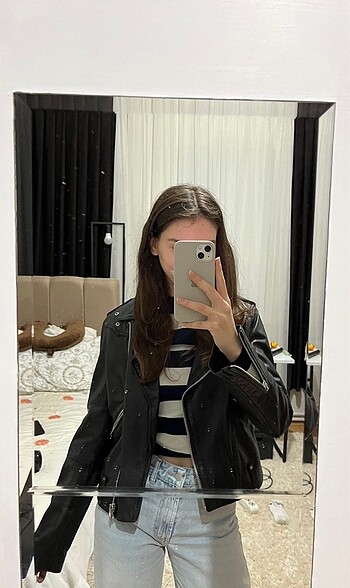 s Beden Mango deri ceket