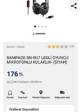 RAMPAGE SN-RU7 OYUNCU KULAKLIĞI