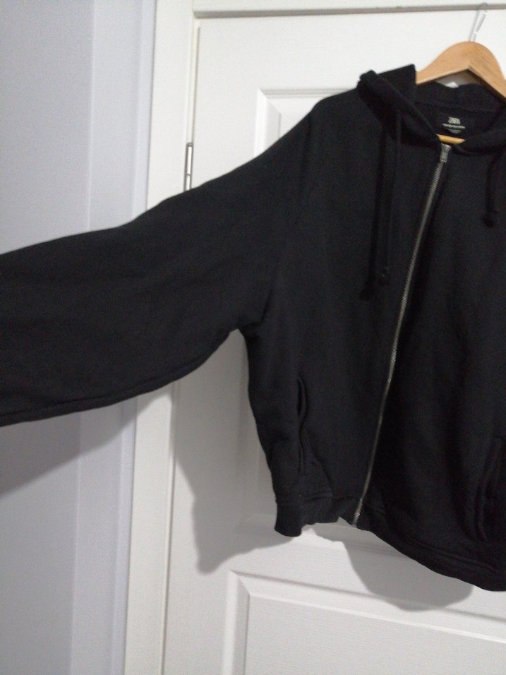 Siyah Kapüşonlu Fermuarlı hoodie - Görsel 5