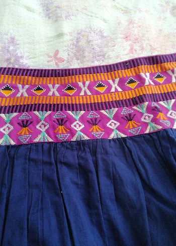 Nakışlı Çok Renkli Uzun Bohem Etek - Görsel 3