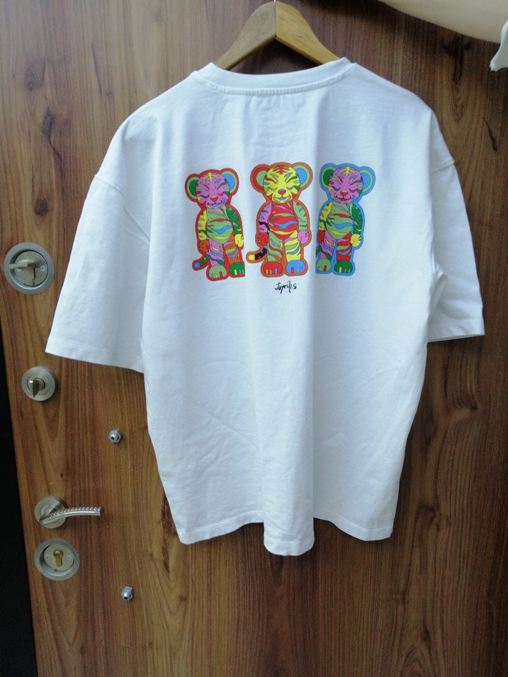 Erkek Beyaz Pamuklu Kısa Kollu Tişört - Görsel 2