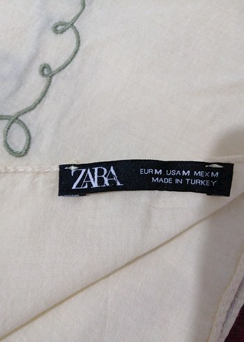 ZARA Zincir Detaylı Keten Beyaz Fular - Görsel 2