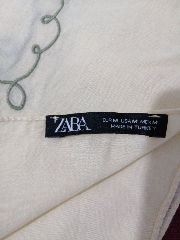 ZARA Zincir Detaylı Keten Beyaz Fular - Görsel 2