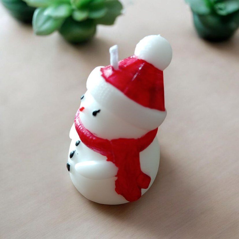 Kırmızı Şapkalı Beyaz Kar Adam Figür - Görsel 5