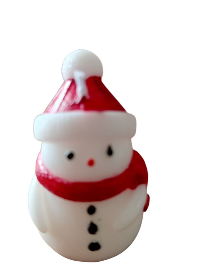 Kırmızı Şapkalı Beyaz Kar Adam Figür - Görsel 2