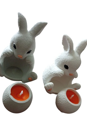 Beyaz ve Gri Tavşan Mum - Görsel 6