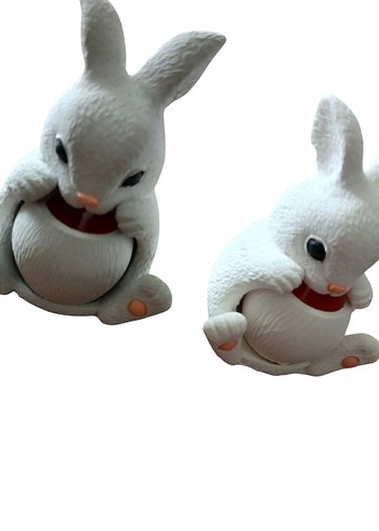 Beyaz ve Gri Tavşan Mum - Görsel 2