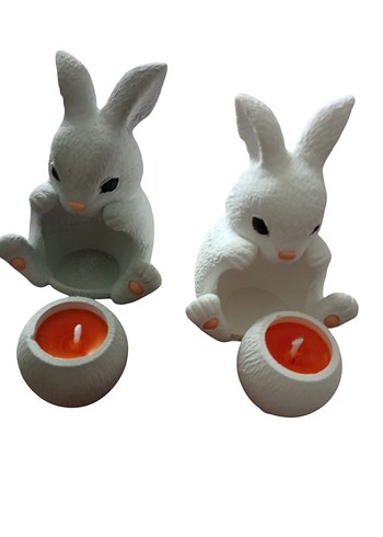 Beyaz ve Gri Tavşan Mum - Görsel 7