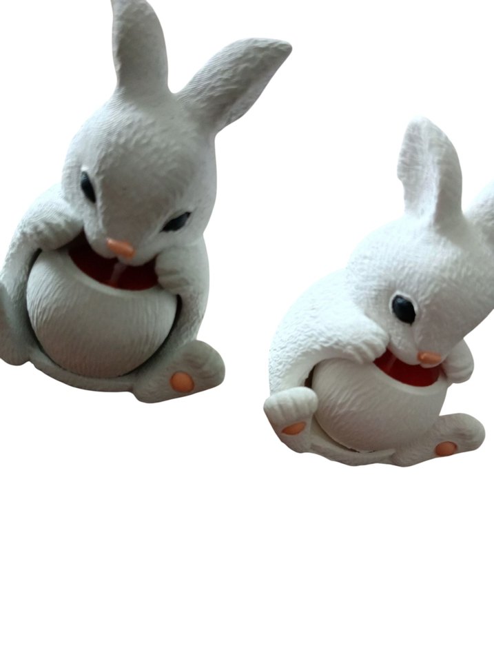 Beyaz ve Gri Tavşan Mum - Görsel 2