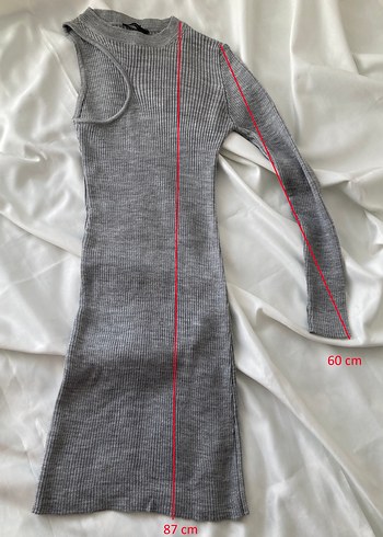 Trendyol Tek Kol Gri Triko Elbise - Görsel 2