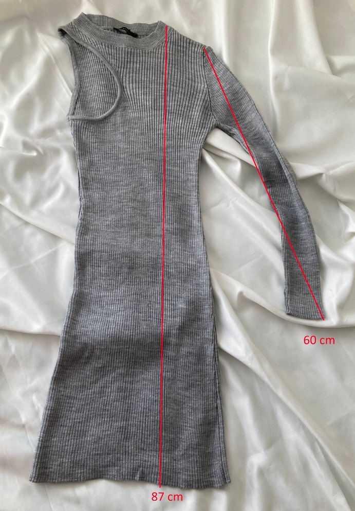 Trendyol Tek Kol Gri Triko Elbise - Görsel 2