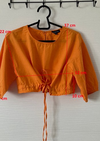 Fabrika Turuncu %100 Pamuk Salaş Mini Bluz - Görsel 2