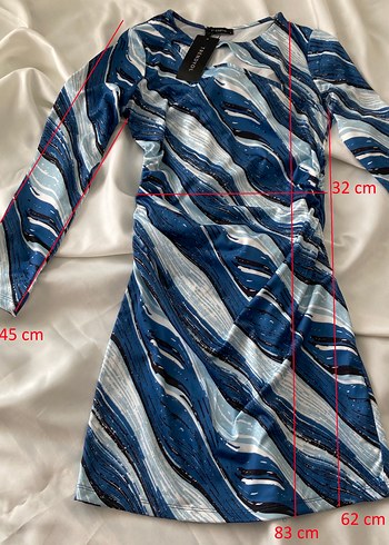 Trendyol Kadın Mavi Batik Desenli Uzun Kollu Elbise - Görsel 2