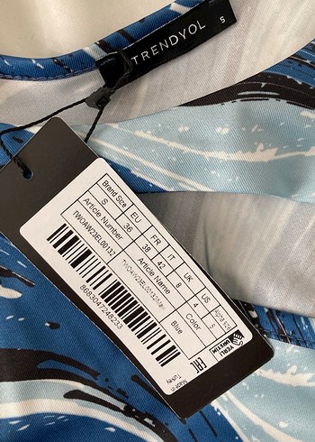 Trendyol Kadın Mavi Batik Desenli Uzun Kollu Elbise - Görsel 3