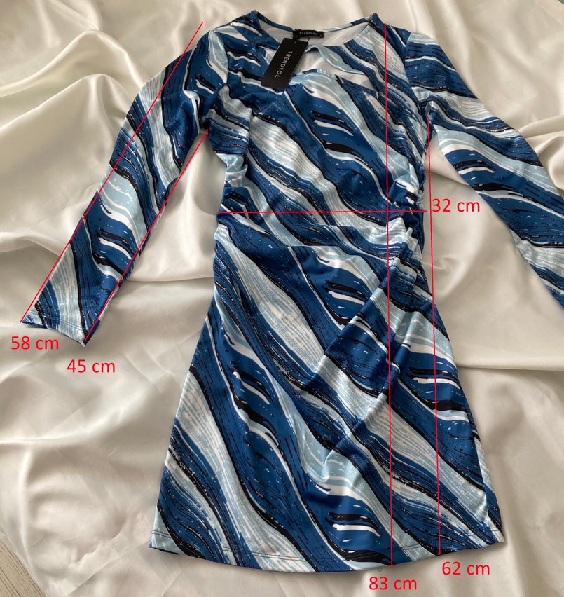 Trendyol Kadın Mavi Batik Desenli Uzun Kollu Elbise - Görsel 2