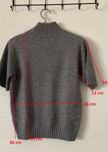 Gri Kısa Kollu Boğazlı Kadın Kazak - Görsel 2