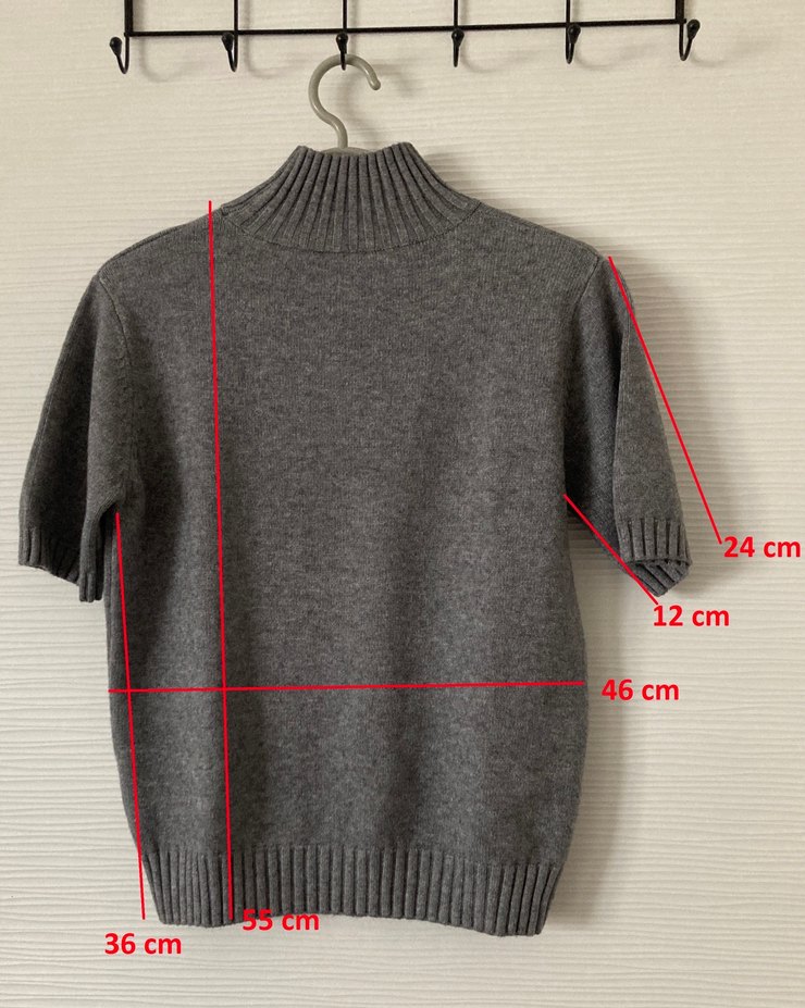 Gri Kısa Kollu Boğazlı Kadın Kazak - Görsel 2