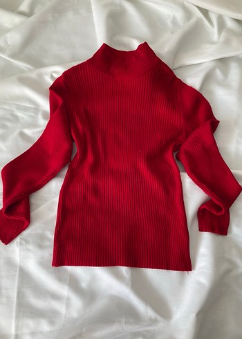 Koton Kırmızı Yarım Balıkçı Yaka Pencere Detaylı Kadın Triko - Görsel 4