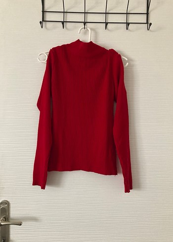 Koton Kırmızı Yarım Balıkçı Yaka Pencere Detaylı Kadın Triko - Görsel 2