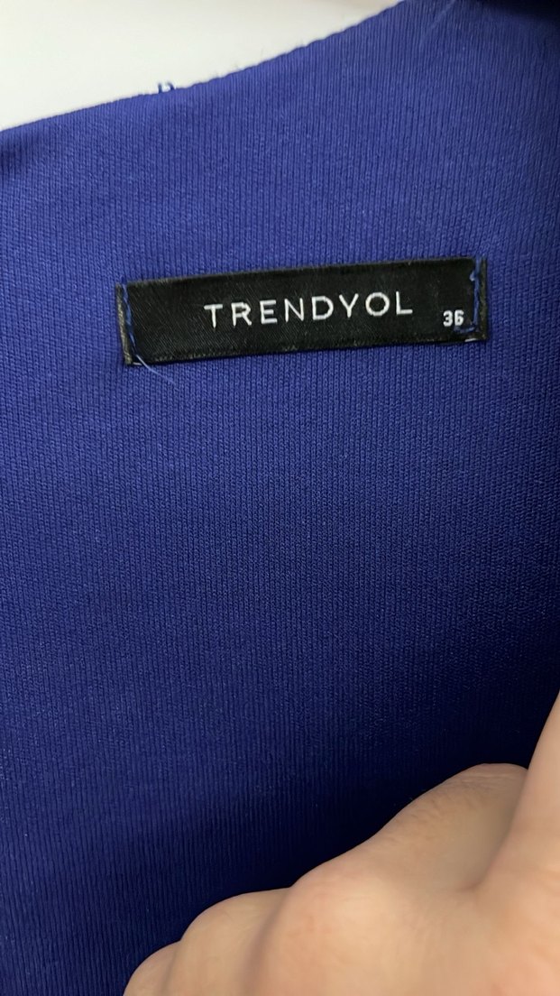 Lacivert Drapeli V Yakalı Uzun Elbise - Görsel 3