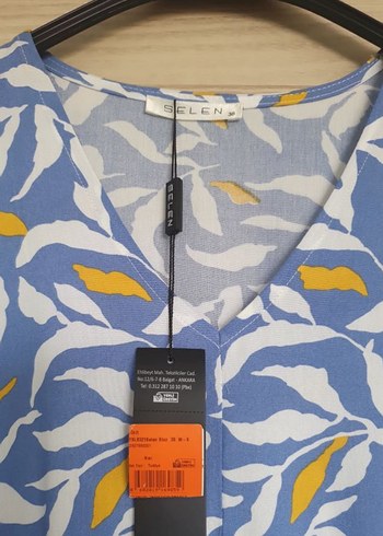 Selen V Yaka Mavi Kadın Bluz - Görsel 4