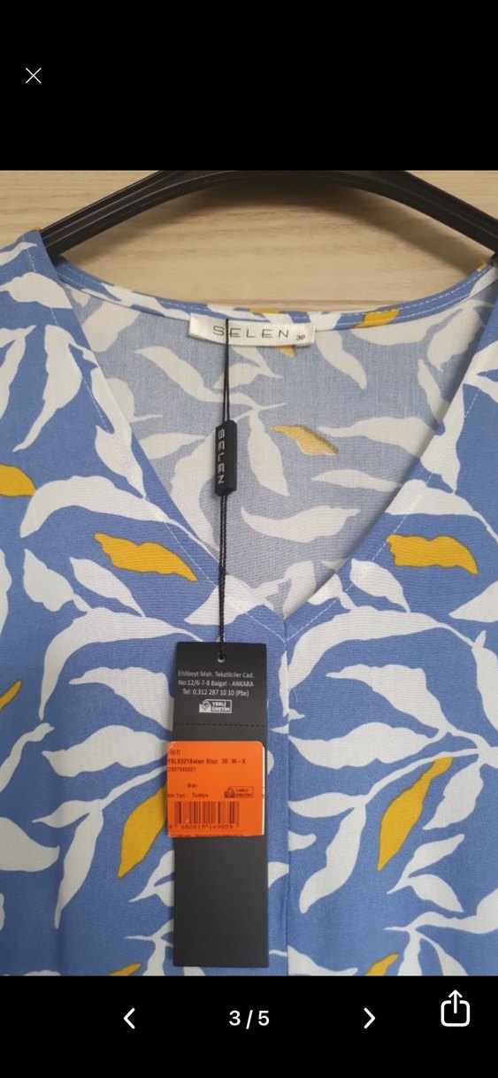 Selen V Yaka Mavi Kadın Bluz - Görsel 4