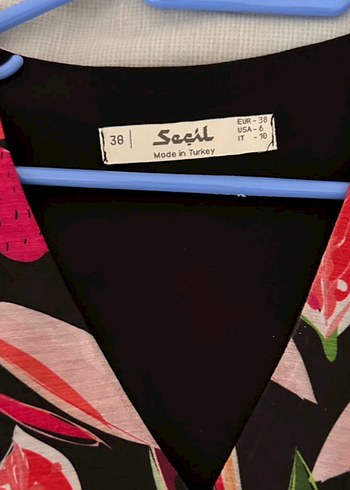 Desenli Bohem Midi Elbise V Yaka - Görsel 3