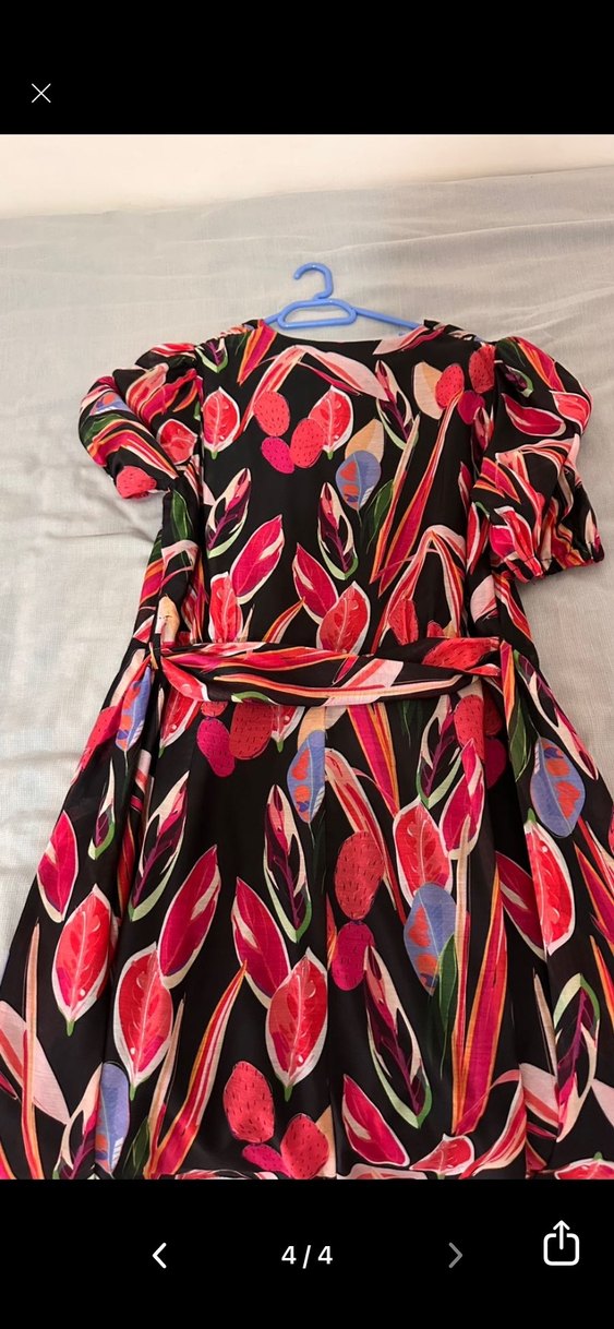 Desenli Bohem Midi Elbise V Yaka - Görsel 2