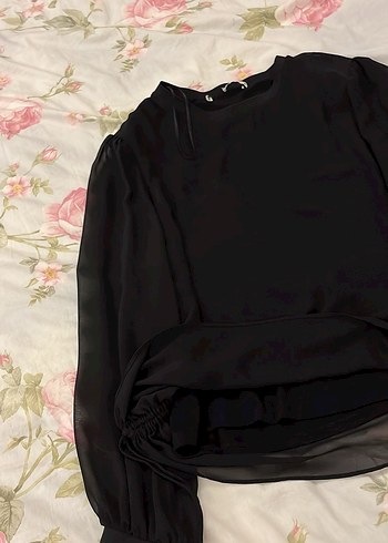 Kadın Siyah Uzun Kollu Salaş Bluz - Görsel 3