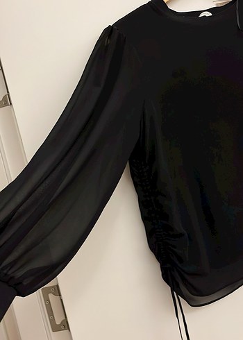 Kadın Siyah Uzun Kollu Salaş Bluz - Görsel 2