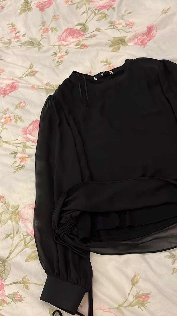 Kadın Siyah Uzun Kollu Salaş Bluz - Görsel 3