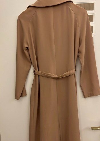 Bej Uzun Kadın Trençkot Nakışlı - Görsel 3