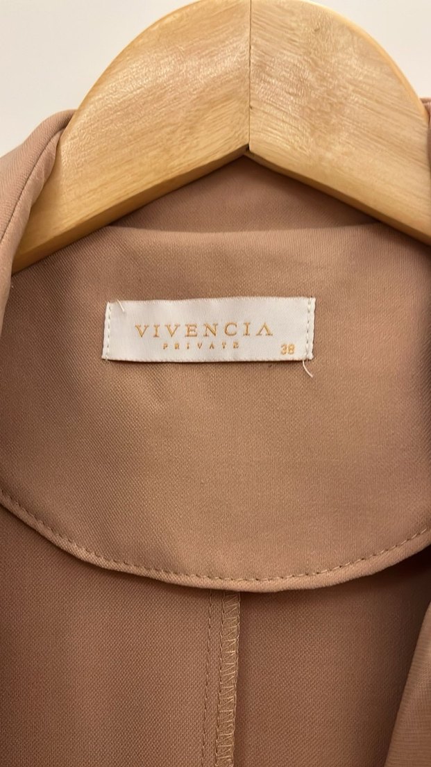 Bej Uzun Kadın Trençkot Nakışlı - Görsel 2