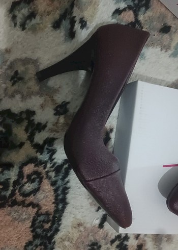 Bordo Deri Stiletto Klasik Kadın Ayakkabı - Görsel 3