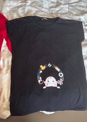 2 adet Kısa Kollu Hamile Tişörtü - Görsel 3