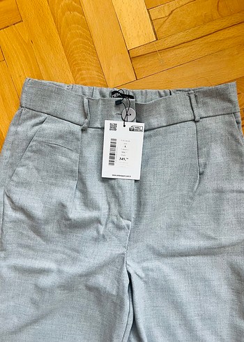 40 Beden gri Renk Gri beli lastikli Kumaş Pantolon