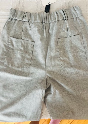 40 Beden Gri beli lastikli Kumaş Pantolon