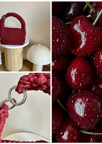  Beden Bordo Örgü Kadın El Çantası