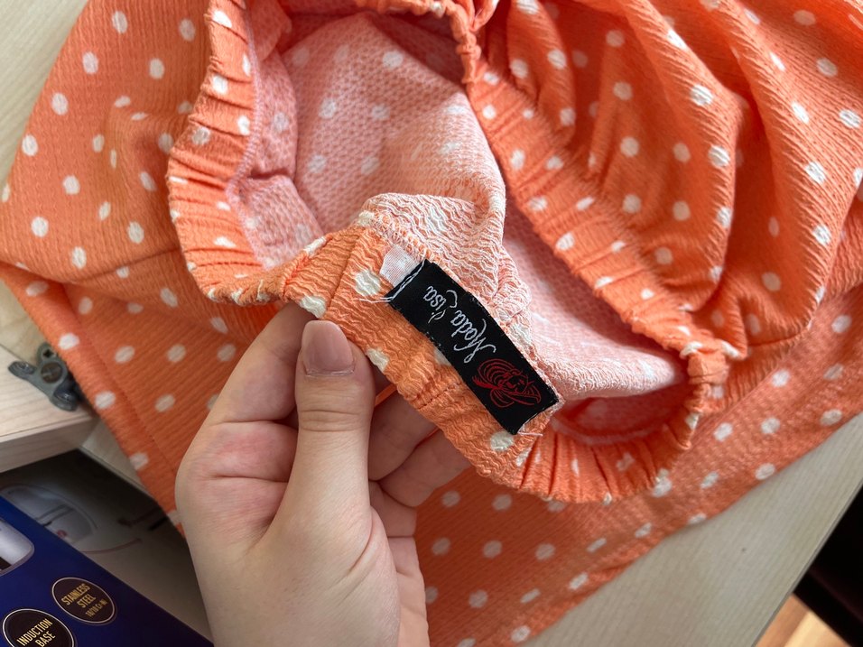 Puantiyeli Turuncu Midi Şort - Görsel 5